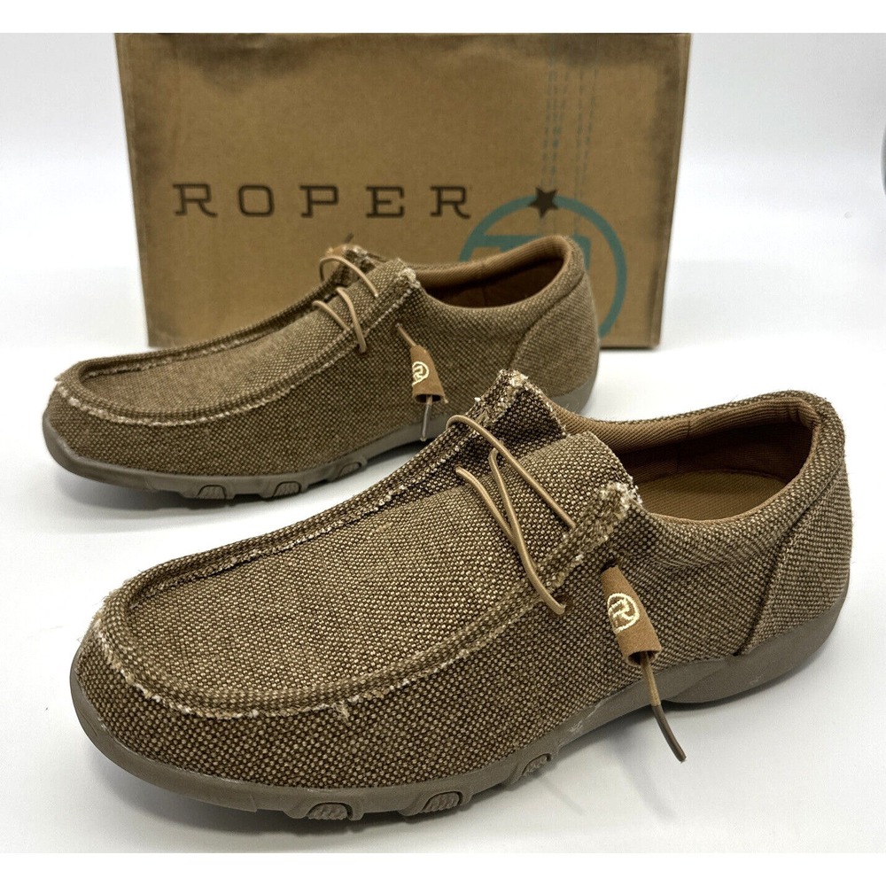 Roper Driving Moc Womens Size 9.5 Lace Up Chukka Casual Shoes Fabric Round Tan